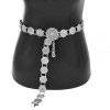N-7857 Antique Silver Round Carved Metal Waist Chain Turkish Ethnic Belly Chains