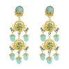 E-6511 Charms Women Drop Earrings Exaggerated Stone Ethnic Bilayer Tassel Pendant Gold Carved Earrings Female