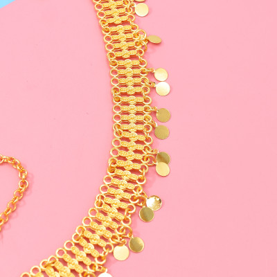 F-1017 Gold Bridal Rhinestone Forehead Head Chain Coin Tassel Headband for Women Girls Wedding Holiday Party Hair Accessories