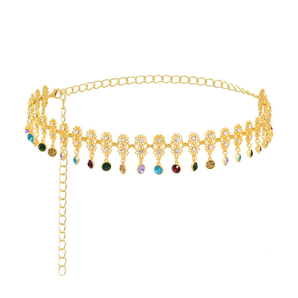 N-7862 Daisy Flower Rhinestone Tassel Body Chain Dancing Belly Chain Fresh Waist Chains for Women Girls