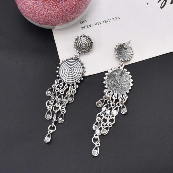 E-6513 Vintage Tassel Earrings For Women Bohemian Ethnic Carved Gypsy Drop Dangle Statement Earrings