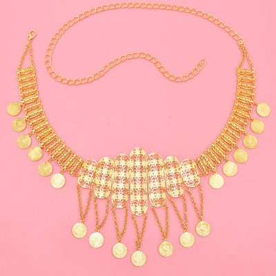 N-7863 COIN TASSEL RHINESTONE HOLLOW CARVED DRESS BODY CHAIN DANCING BELLY CHAIN BOHO ETHNIC WAIST CHAINS FOR WOMEN GIRLS