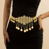 N-7863 COIN TASSEL RHINESTONE HOLLOW CARVED DRESS BODY CHAIN DANCING BELLY CHAIN BOHO ETHNIC WAIST CHAINS FOR WOMEN GIRLS