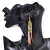 E- 6515 Bohemian Indian Women's Long Dropped Earrings Exaggerate Feather Pendant Retro Bo Earrings Tradition