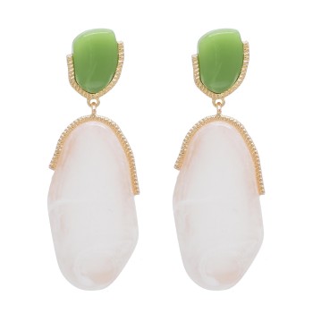 E-6516 Irregular Acrylic Gem Earrings Green Summer Tourism Earrings Jewelry