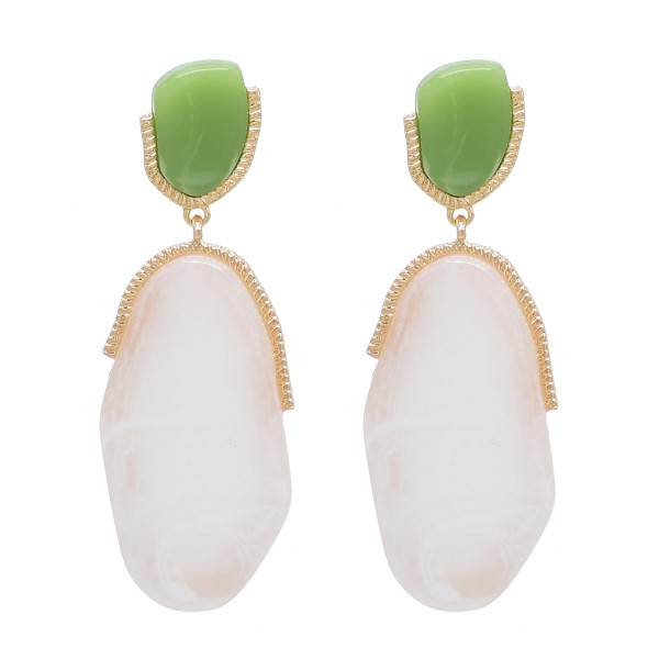 E-6516 Irregular Acrylic Gem Earrings Green Summer Tourism Earrings Jewelry
