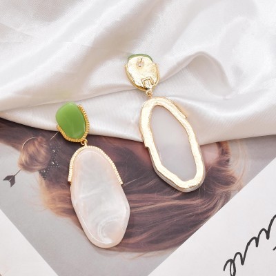 E-6516 Irregular Acrylic Gem Earrings Green Summer Tourism Earrings Jewelry