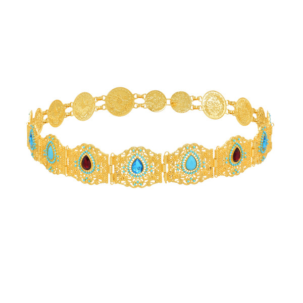 N-7865 Boho Gold Alloy Waterdrop Bead Belt Belly Dance Waist Belt Chains for Women Girl Indian Thailand Party