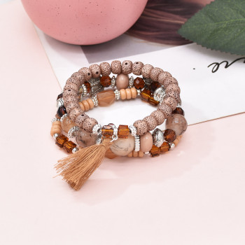 B-1225 6 Sets Boho Bracelets For Women Multilayer Stackable Sparkly Crystal Beaded Stretch Bracelets For Women Girls Gift