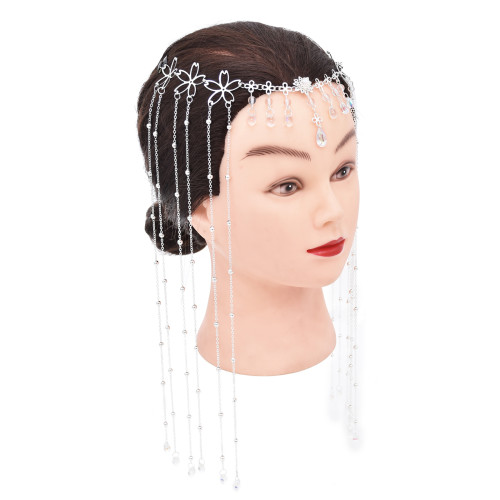 F-1025 Super Fairy Flower Forehead Bead Chain Tassel Hair Ornament Bride Head Chain for Vacation Travelling