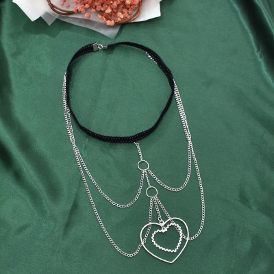 N-7869 New Bohemian Style Drop Heart type Thigh Chain Leg Chain Silver Metal Chain Plus Size Leg Choker Body Chain