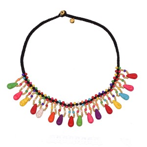 N-7870 Fashion Bohemian Ethnic Colorful Turquoise Tassel Head Chain Headpiece