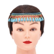 N-7870 Fashion Bohemian Ethnic Colorful Turquoise Tassel Head Chain Headpiece