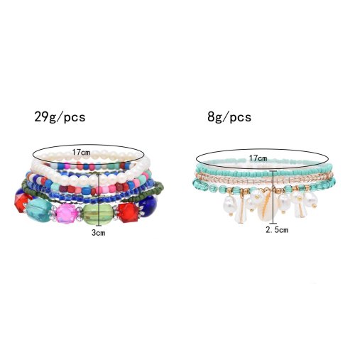 B-1227 5 PC Bohemian Women Bracelet Ethnic Colorful Beads Strand Bracelets Turkish Statement Charms Bracelet