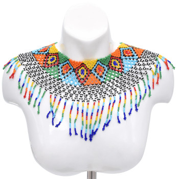 N-7868 Fashion Choker Necklaces Colorful Acrylic Beaded Indian Ethnic Bib Choker Necklace For Women Charm Beads Making Jewely