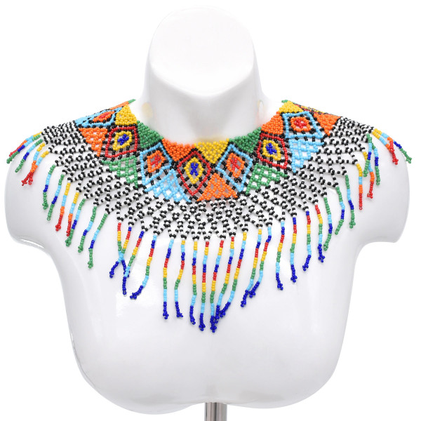 N-7868 Fashion Choker Necklaces Colorful Acrylic Beaded Indian Ethnic Bib Choker Necklace For Women Charm Beads Making Jewely