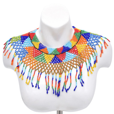 N-7868 Fashion Choker Necklaces Colorful Acrylic Beaded Indian Ethnic Bib Choker Necklace For Women Charm Beads Making Jewely