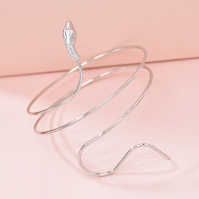 B-1229-G/S Punk Coiled Snake Spiral Upper Arm Cuff Bangle Bracelet Twisted Wire Bangles for Men Women