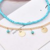 B-1228 Gold Round Sequins Blue Resin Beaded Anklets Bohemian Beach Party Sexy Feet Bracelet Jewelry