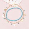 B-1228 Gold Round Sequins Blue Resin Beaded Anklets Bohemian Beach Party Sexy Feet Bracelet Jewelry