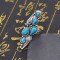 R-1576 Vintage Turquoise Ring Siver Color Alloy Bohemian Style Droplet gemstone Leaf Type Rings For Women