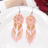 E-6520 New Fashion Bohemian Style Small Bead Braided Ear Pendant Long Tassel Pendant for Women Grils Party Gifts