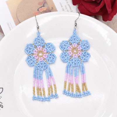 E-6520 New Fashion Bohemian Style Small Bead Braided Ear Pendant Long Tassel Pendant for Women Grils Party Gifts