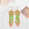 E-6520 New Fashion Bohemian Style Small Bead Braided Ear Pendant Long Tassel Pendant for Women Grils Party Gifts