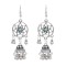 E-6523 Vintage Silver Metal Dream Catcher Big Bell Pendant Indian Earrings for Women