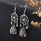 E-6523 Vintage Silver Metal Dream Catcher Big Bell Pendant Indian Earrings for Women
