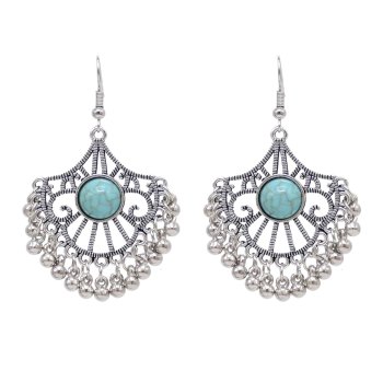 E-6522 Vintage Hollow Women Earrings Bells Tassel Turquoise Turkish Charms Drop Earrings