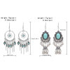 E-6525 Bohemian Antique Silver Alloy Pendant Women's Earrings Statement Traditional Ethnic Tassels Women's Earrings Jewelry Gift
