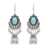 E-6525 Bohemian Antique Silver Alloy Pendant Women's Earrings Statement Traditional Ethnic Tassels Women's Earrings Jewelry Gift