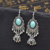 E-6525 Bohemian Antique Silver Alloy Pendant Women's Earrings Statement Traditional Ethnic Tassels Women's Earrings Jewelry Gift