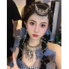 N-5640 Bohemian Vintage Colorful Acrylic Bead Chain Alloy Moon Leaves Tassel Pendant Choker Necklace for Women Costume Jewelry