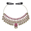 F-1030 Vintage Bohemian Ethnic Dark Gold Alloy Purple Crystal Long Tassel Head Chain Headpiece