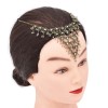 F-1031 Bronze Mesh Triangular Forehead Chain Transparent Crystal Bead Tassel Headpiece