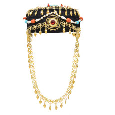 F-1033 Women Cap Hair Jewelry turquoise Red Crystal Long Tassel Bohemian Ethnic Statement Headband