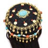 F-1033 Women Cap Hair Jewelry turquoise Red Crystal Long Tassel Bohemian Ethnic Statement Headband