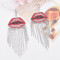 E-6526 New Fashion Rhinestone Lip Dangle Earrings Rhinestone Chain Tassel Women Earrings