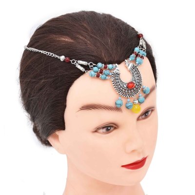 F-1034 Bead Pendant Hair Jewelry For Women Ethnic Statement Gypsy Tassels Headband Hairwear