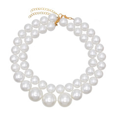 N-7876 2 Pieces Pearl Women Necklace Set Baroque Wedding Party Statement Necklace
