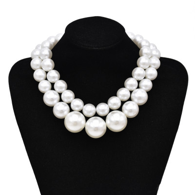 N-7876 2 Pieces Pearl Women Necklace Set Baroque Wedding Party Statement Necklace