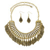 N-7875 Bohemian Nation Vintage Geometric Leaf Tassel Women's Pendant Necklace Earrings Women's Traditional Tribal Party Jewelry Set
