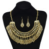 N-7875 Bohemian Nation Vintage Geometric Leaf Tassel Women's Pendant Necklace Earrings Women's Traditional Tribal Party Jewelry Set