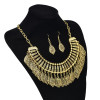 N-7875 Bohemian Nation Vintage Geometric Leaf Tassel Women's Pendant Necklace Earrings Women's Traditional Tribal Party Jewelry Set