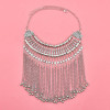 N-7874 Vintage Nation Silver Long Chain Tassel Women's Pendant Necklace Women's Traditional Tribal Party Bohemian  Jewelry