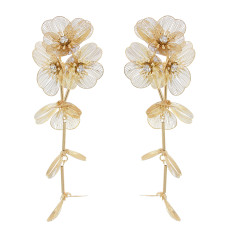 Alloy Flower Dangle Petal Chain Tassel Earring for Women Girls Vacation Birthday Gift