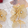 E-6528 Alloy Flower Dangle Petal Chain Tassel Earring for Women Girls Vacation Birthday Gift