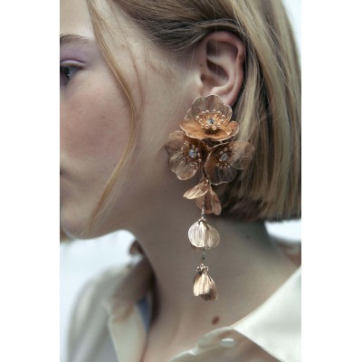 E-6528 Alloy Flower Dangle Petal Chain Tassel Earring for Women Girls Vacation Birthday Gift